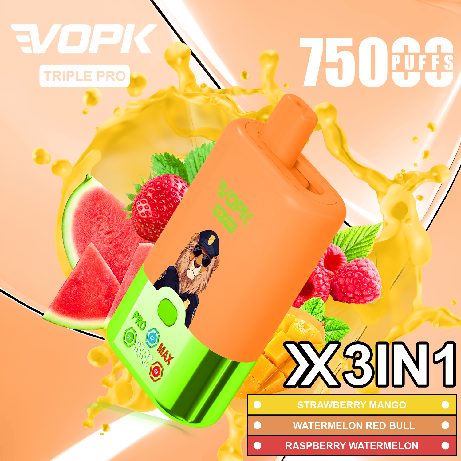 VOPK Triple Pro 75K 3 In 1 Flavors 75000 Puff