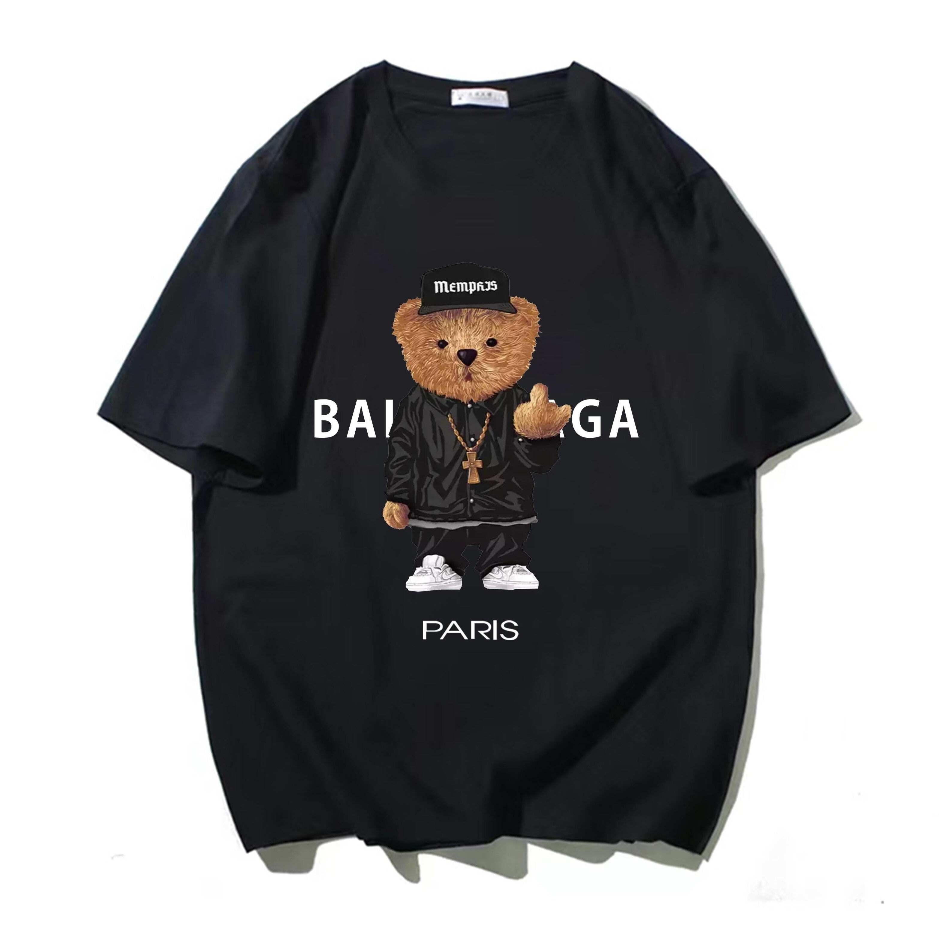 T-shirt manga curta com estampa de urso