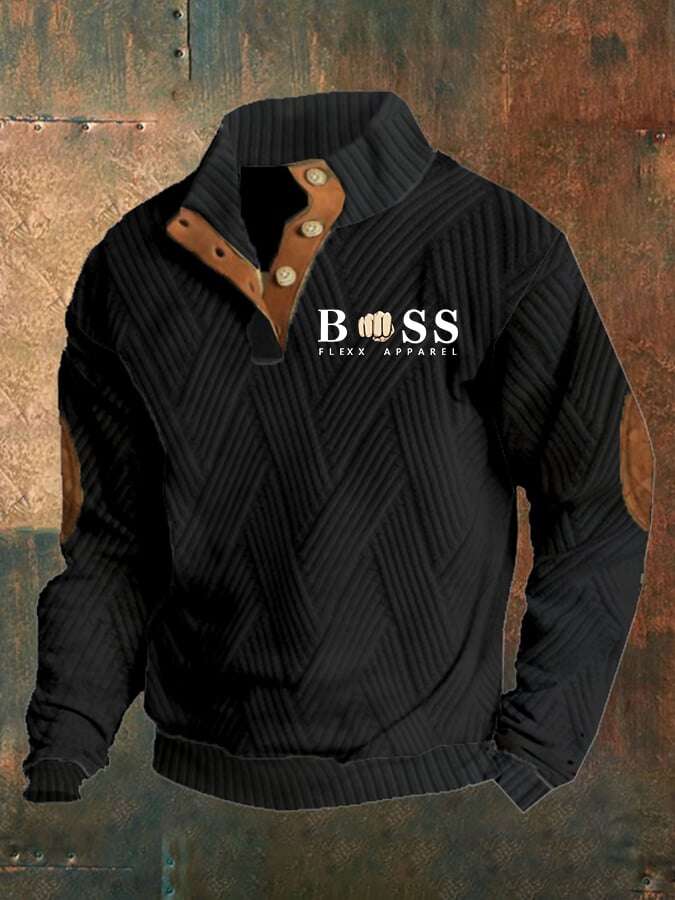 Sweatshirt casual para homem com design de letras retro em tecido xadrez jacquard