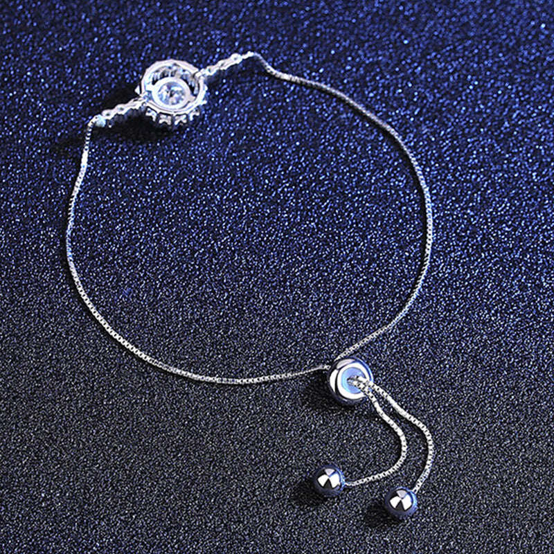 Pulseira elegante de prata esterlina com floco de neve e diamante Moissanite