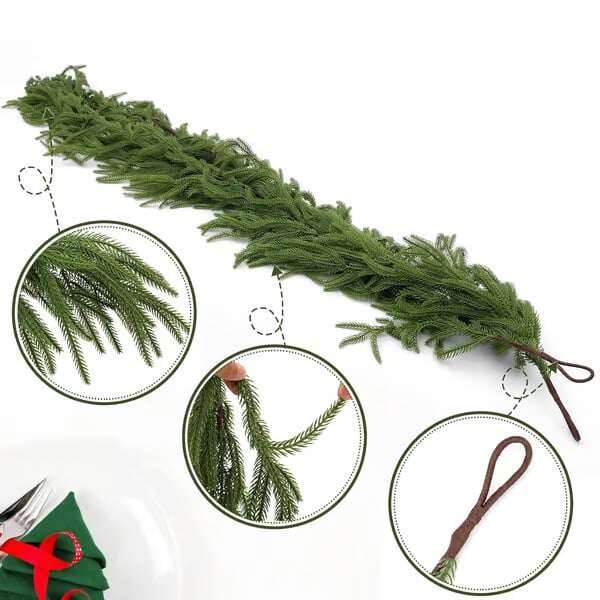 🎄Liquidação de Natal antecipada com 49% DE DESCONTO🔥Verduras naturais de Natal - Guirlanda de pinheiro Norfolk Real Touch
