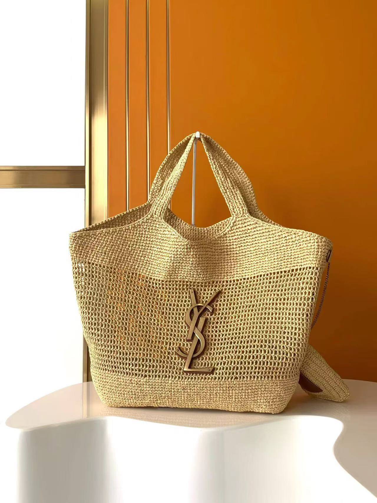 ICARE Raffia Crochet Large Shopping Bag