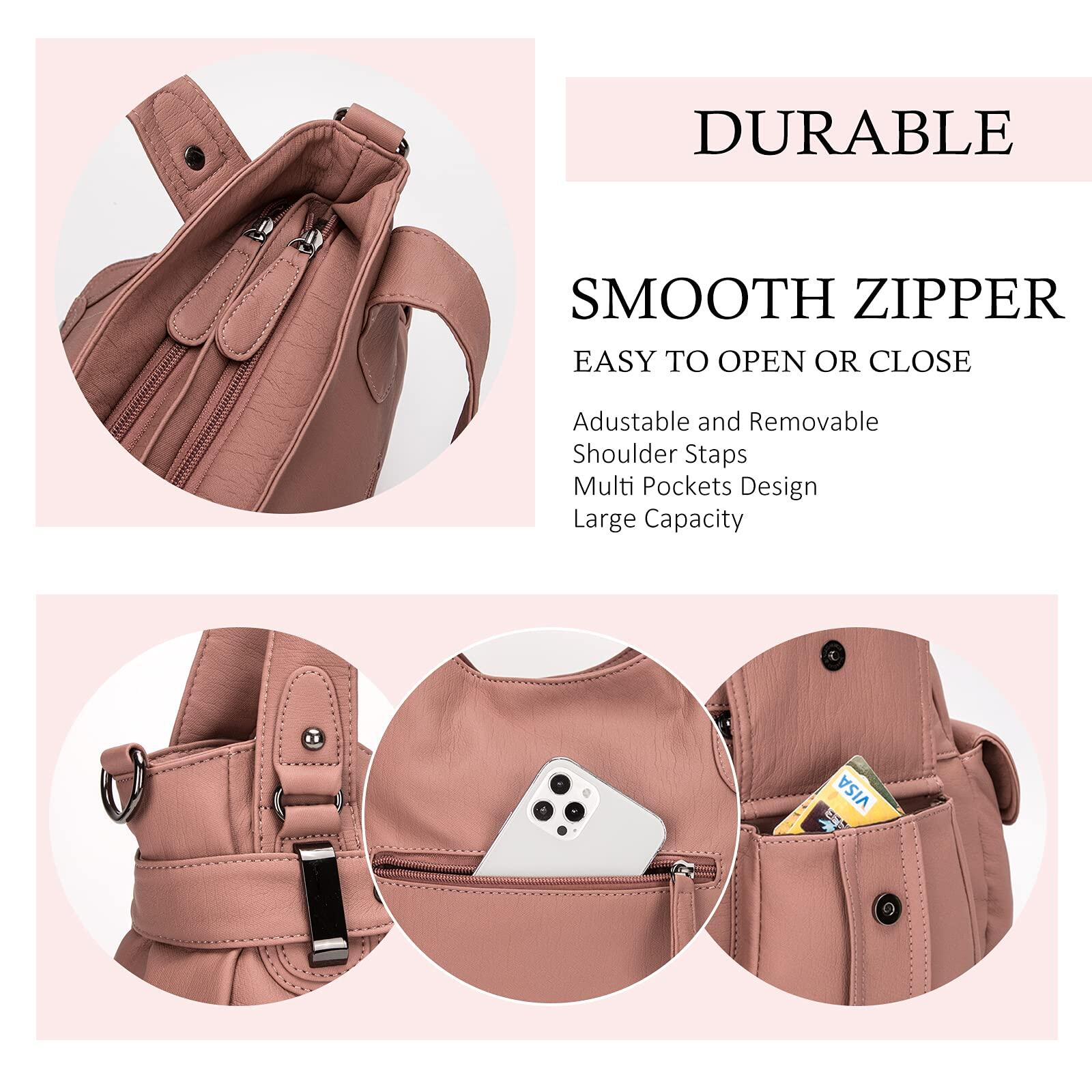 Bolsa de couro premium com muitos bolsos