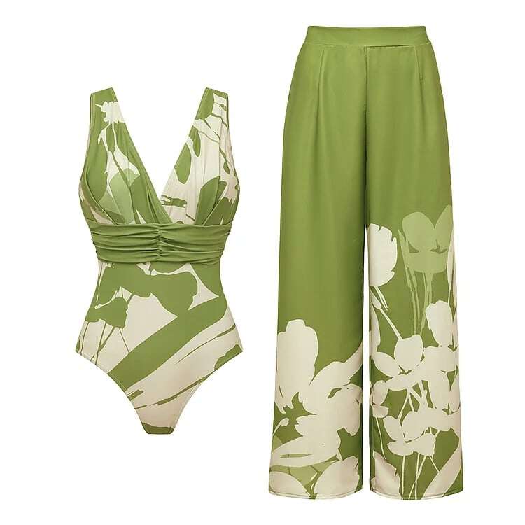 2025 New V Neck Print Bikini Swimsuit Set
