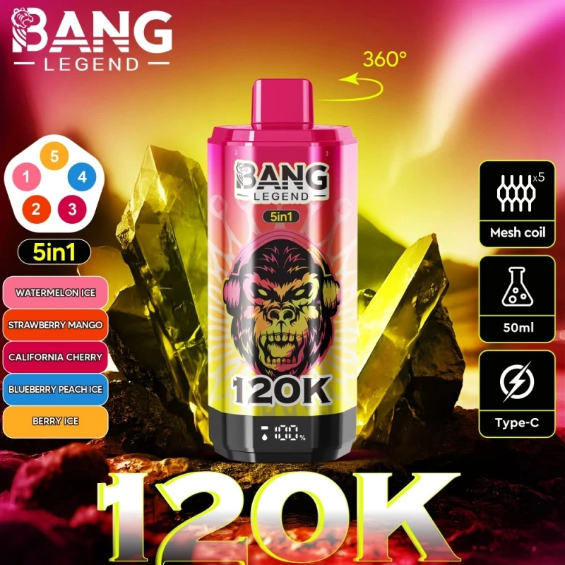 Bang Legend 120K Watermelon Ice & Strawberry Mango & California Cherry & Blueberry Peach Ice & Berry Cool