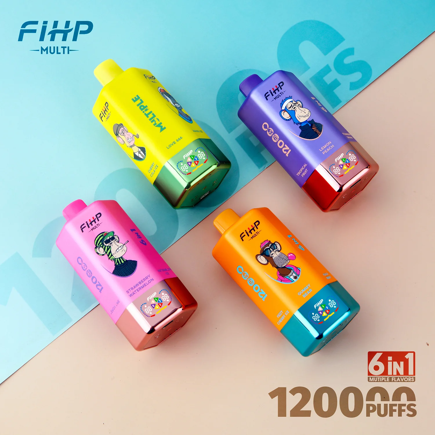 Fihp 120K Big Puffs 6 Flavors in 1 Adjust Vape