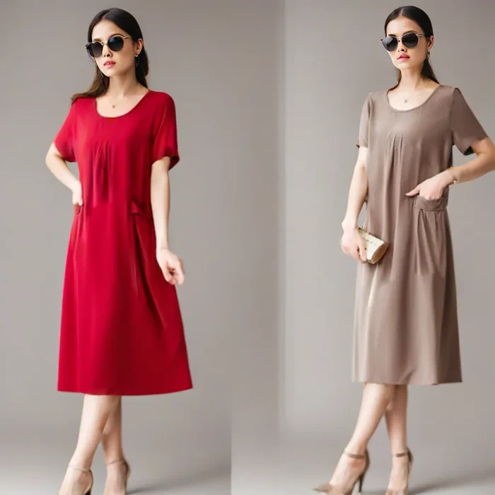 (Promoção Especial: Compre 1, Leve 2) Vestido elegante e largo com bolsos da coleção de 2024