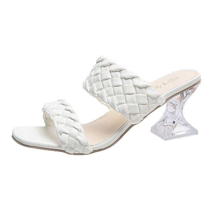 【36-43】Chinelos de salto alto cristal