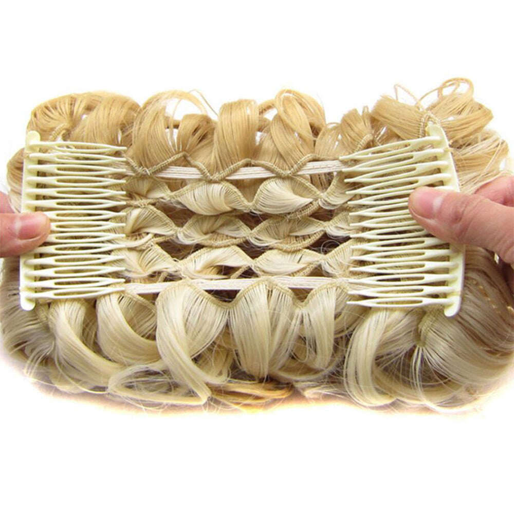 Extensão de coque de cabelo curto e encaracolado