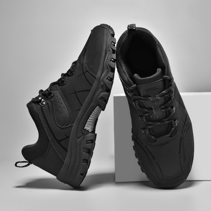 (🔥Mais vendidos)  Últimos sapatos de caminhada ao ar livre de couro genuíno masculino antiderrapante à prova d'água