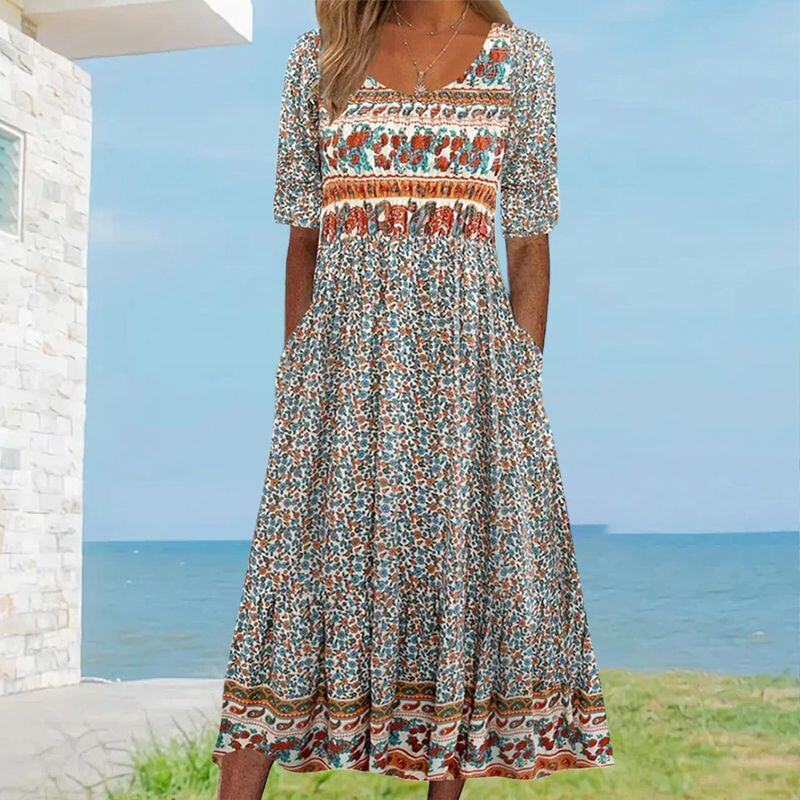 🌸 Vestido elegante Dami com estampa checa.