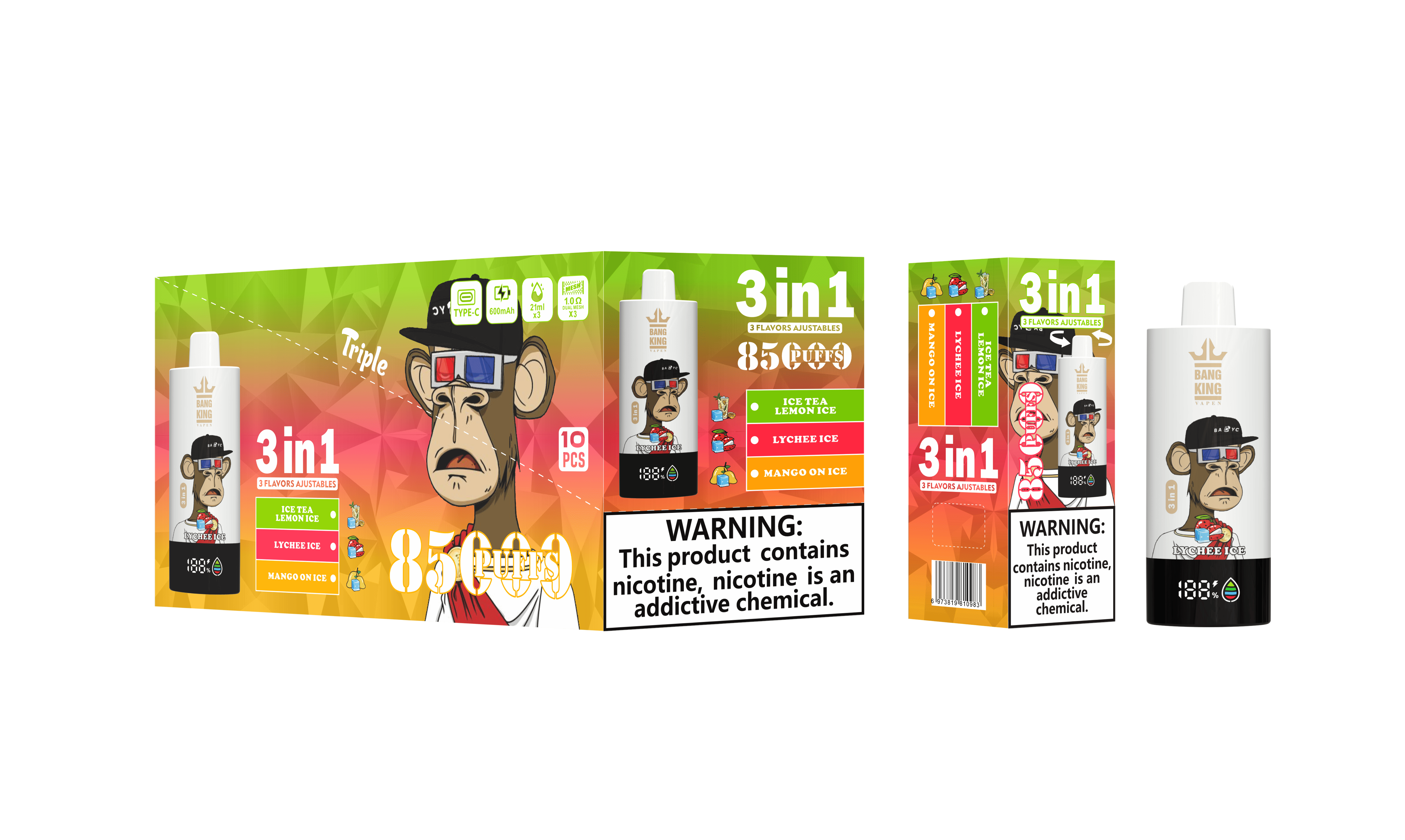 Bang King Triple 85000 puffs 3-in-1 Disposable Vape