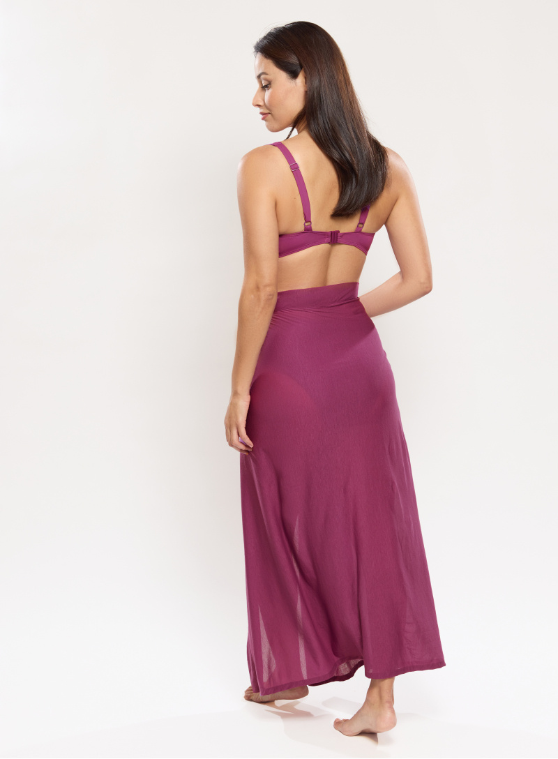 Burgundy sexy bikini three piece set with shawl