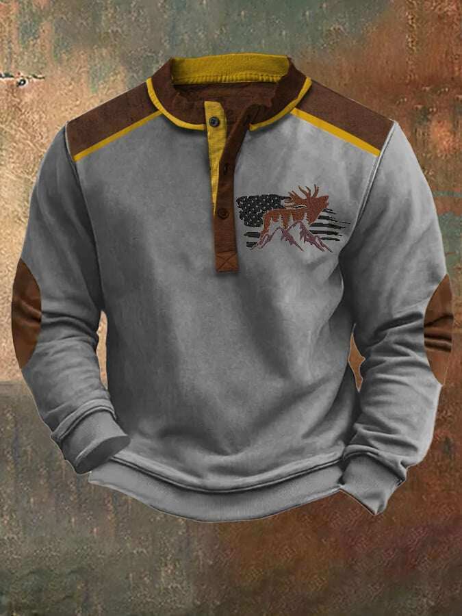 Ανδρικό φούτερ casual Vintage Elk Western
