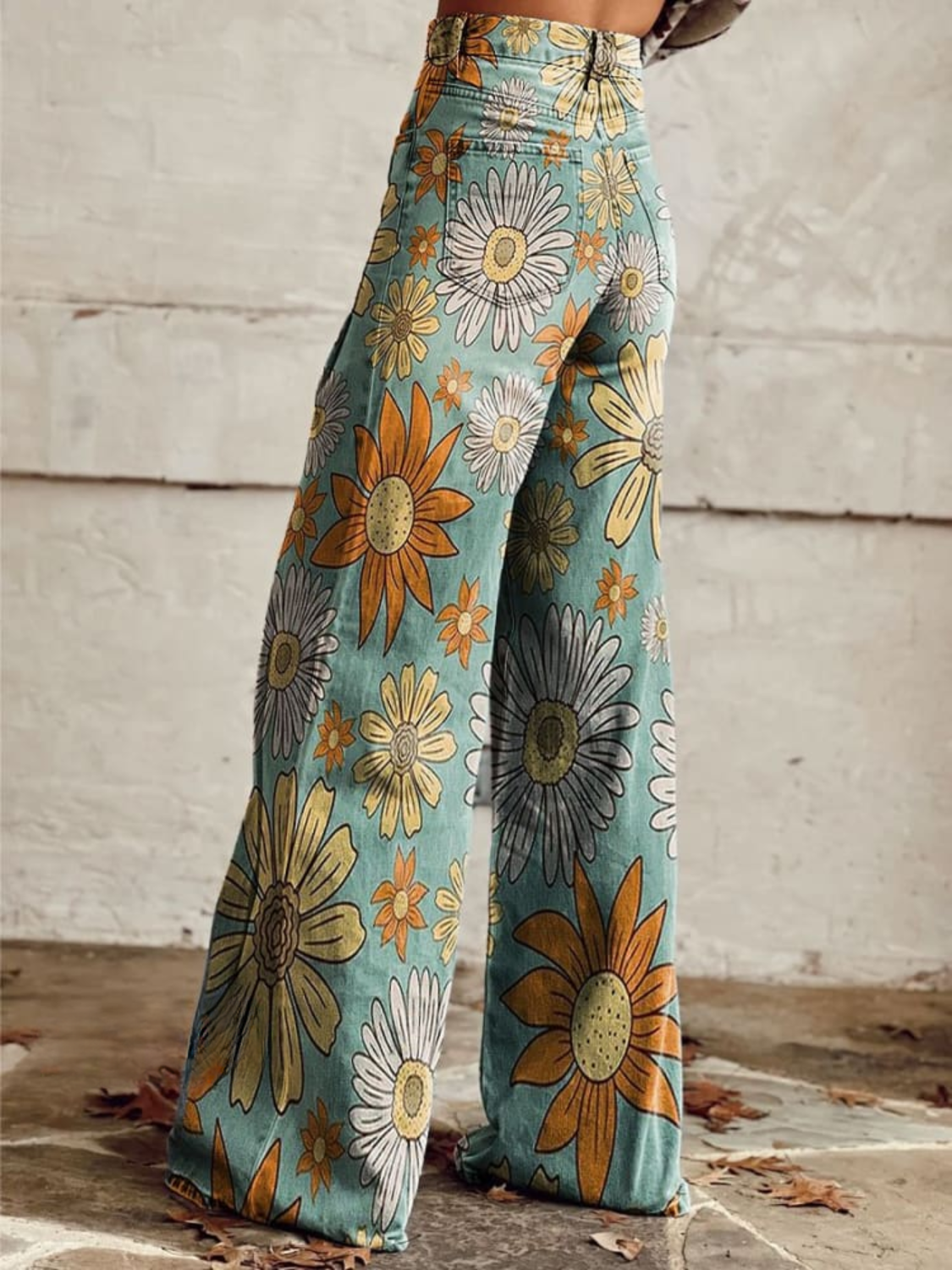 Joana | Calças florais vintage de perna larga