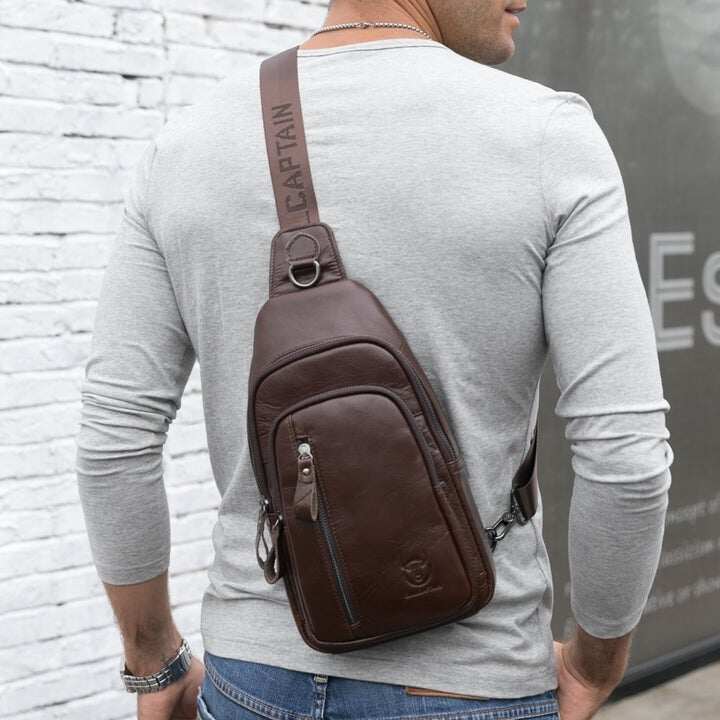 Męskie torby na klatkę piersiową Torby z prawdziwej skóry Crossbody Torba na ramię