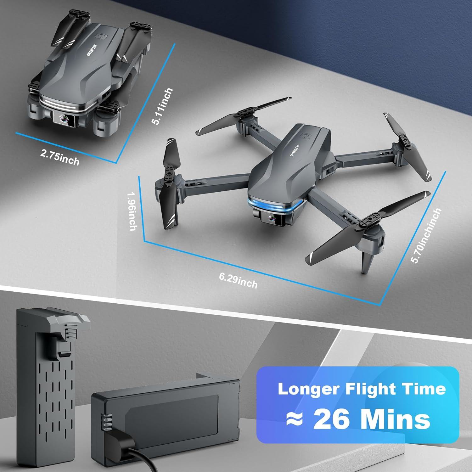 Drone com câmera 1080P HD FPV Drone dobrável para iniciantes e crianças, Quadcopter com controle de gestos de voz com estojo de transporte, decolagem/pouso com uma tecla, posicionamento de fluxo óptico, giro de 360°, voo de ponto de passagem