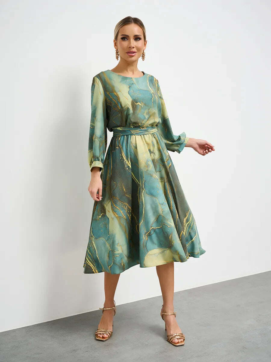 Vestido para mulher vestido feminino com mangas compridas francesas na cintura com cintura