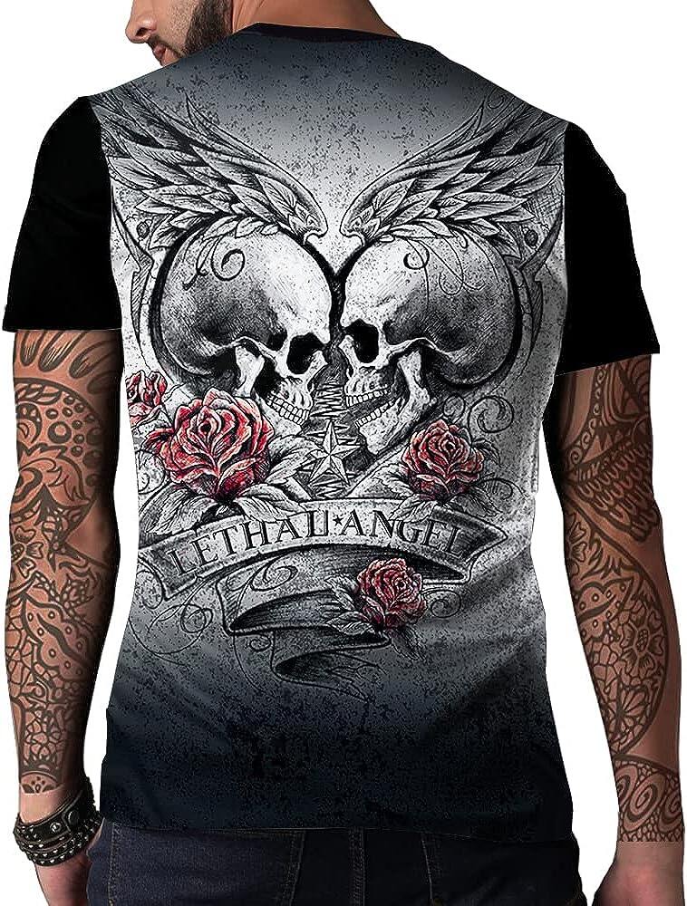 Men's 3D Print Skull T-Shirt 3D Creative Print Short Sleeve T-Shirt Casual Round Neck Novelty Street Fashion Tees Shirt