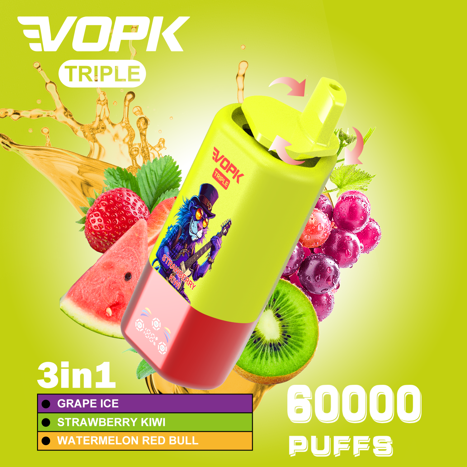 VOPK TRIPLE Triple Flavors 60,000 puffs Disposable Vaporizer（Set）