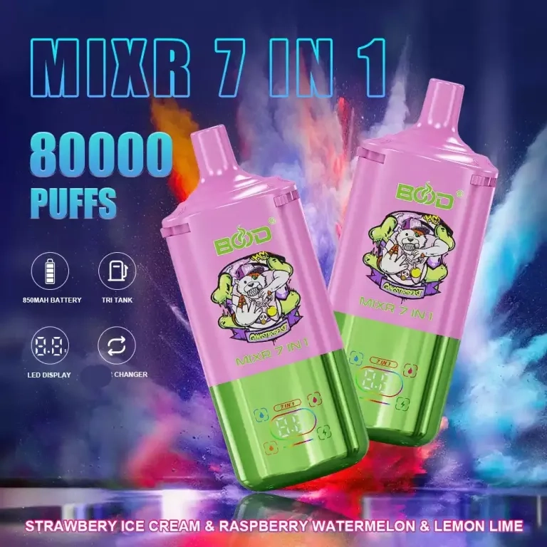 BOOD MIXR 80000 80K Puffs Vapes Pineapple Coconut & Strawberry Banana & Blue Razz