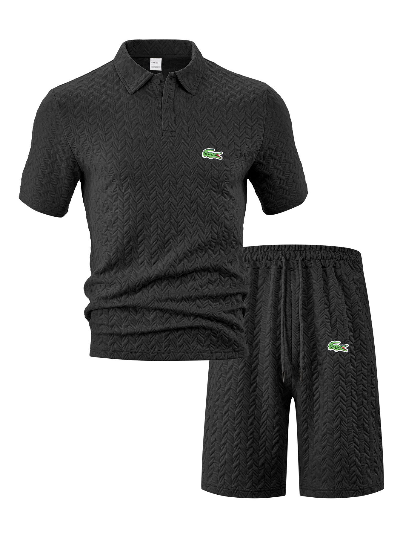 Lacoste Męski Premium Casual Business Sport Krótkie spodenki z krótkim rękawem Polo Garnitur