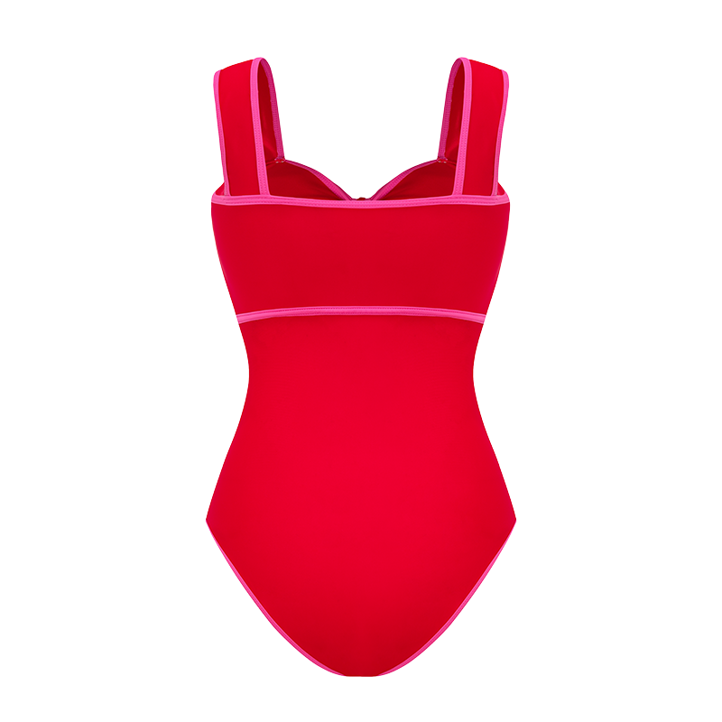 Bow Front Cut Out Color Block One Piece Swimsuit and Skirt 💟