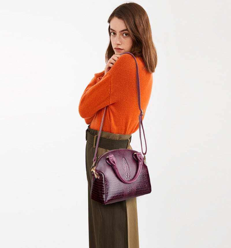 2024 Bolsa crossbody feminina com padrão de crocodilo