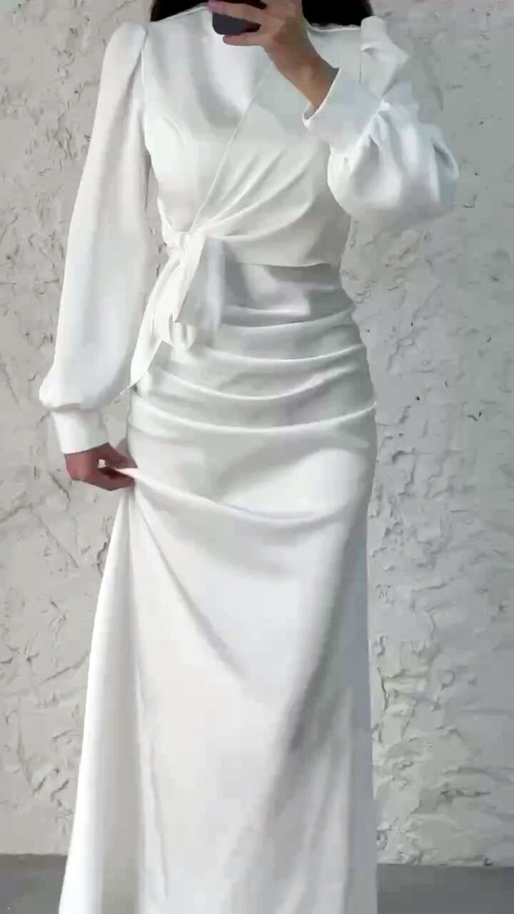 Nova primavera e verão vestido com cintura emagrecimento vestido de cintura alta temperamento saia para mulher