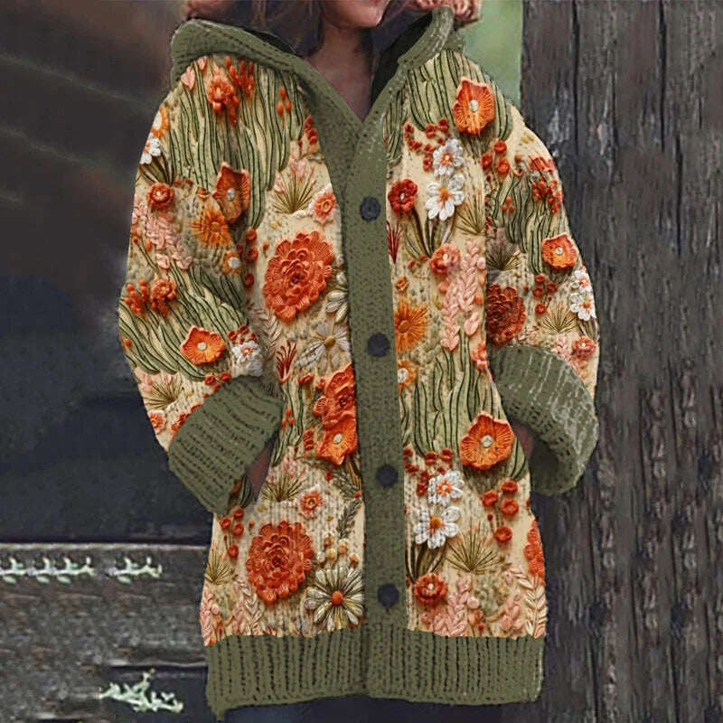 Cardigã elegante e aconchegante com flores bordadas