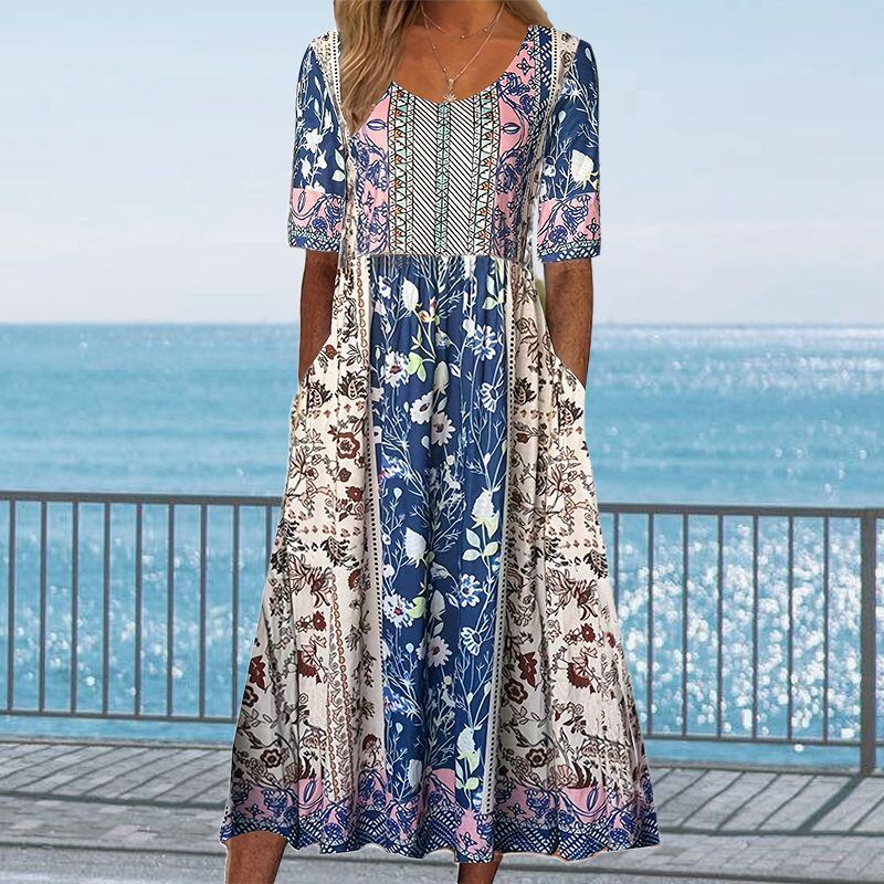 🌸 Vestido elegante Dami com estampa checa.