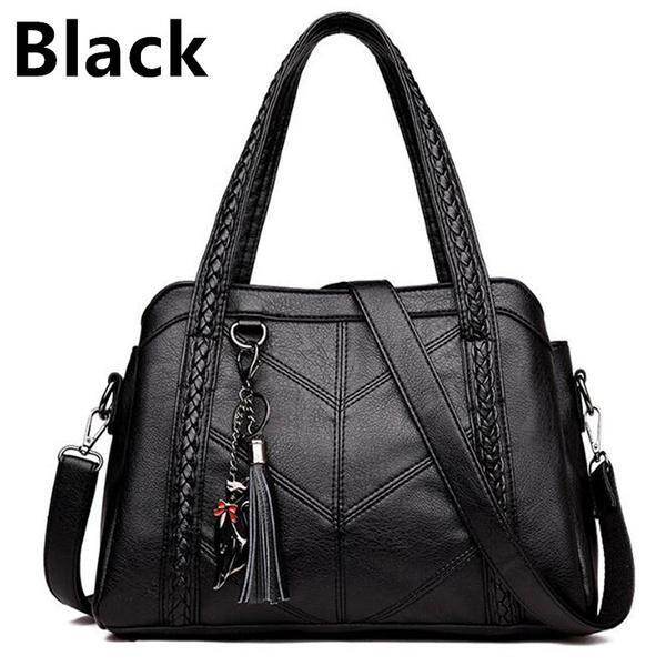 Bolsa de ombro de couro costurada na moda