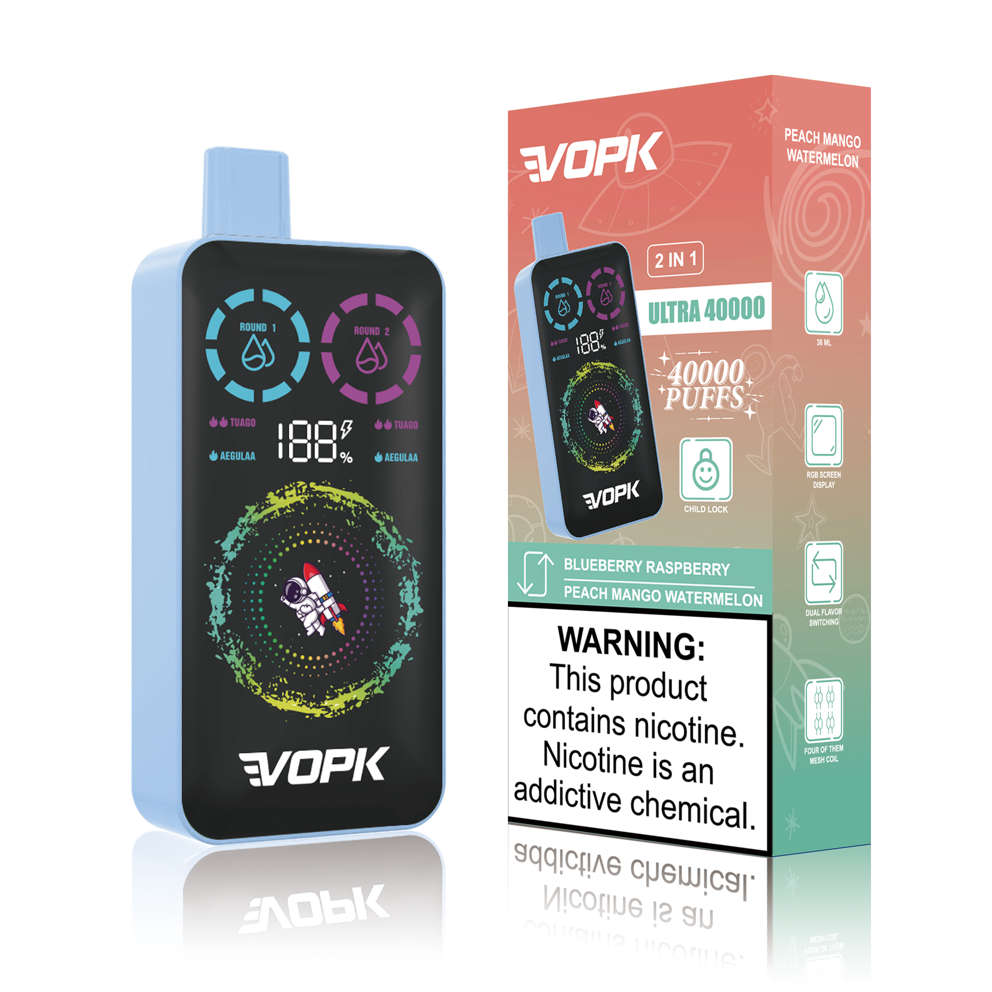 VOPK ULTRA 40000 Puffs Double Taste jednorazowe Vape - zaawansowane funkcje dla maksymalnej przyjemności z użytkowania