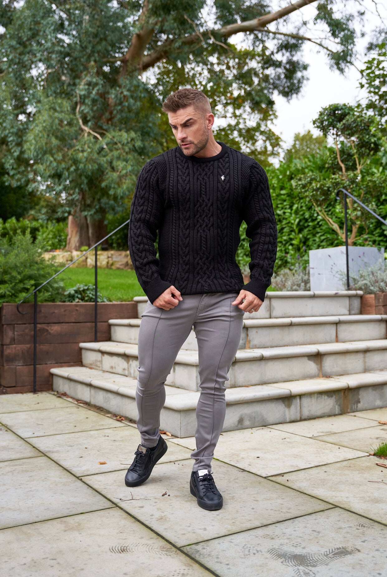 Slim Stretch Slate Grey Sateen Pintuck Trousers - FSH716