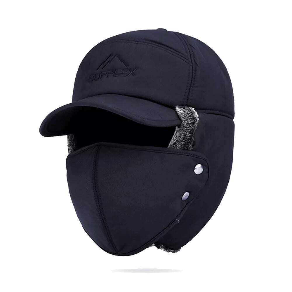 🧢❄️Férfi téli fülkalap csapdázó arcmaszk szőrme repülő repülő hőmeleg hó sísapka