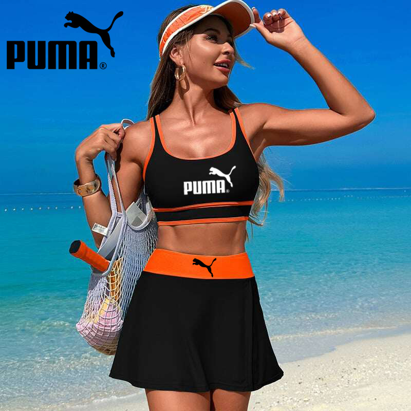 PUMA® Fashionable color-blocked bikini swimsuit with sport skirt