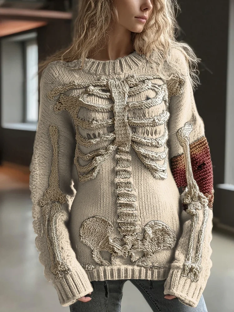 Vintage Halloween Anatomy Art Chunky Knitted Sweater