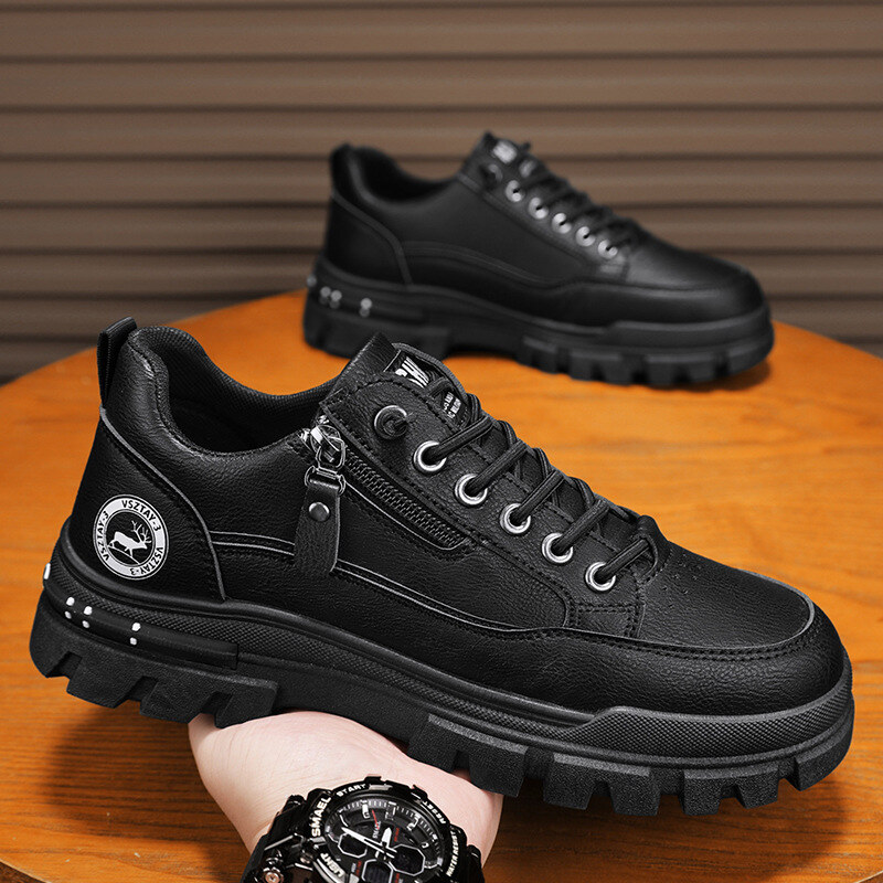 CALÇADOS MASCULINOS 2025 NOVA PRIMAVERA E OUTONO PROTEÇÃO DE TRABALHO PEQUENO BRANCO CALÇADOS DE TÁBUA INVERNO LAZER ESPORTES À PROVA D'ÁGUA ROUPA DE TRABALHO MARTIN SHOES