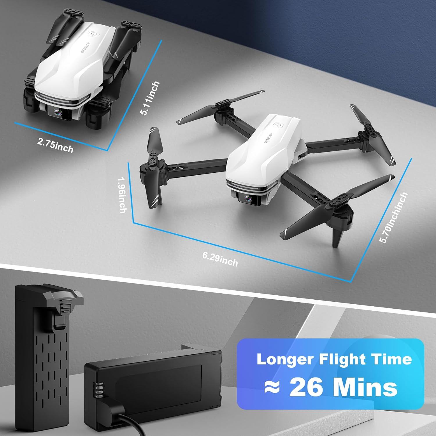 Drone com câmera 1080P HD FPV Drone dobrável para iniciantes e crianças, Quadcopter com controle de gestos de voz com estojo de transporte, decolagem/pouso com uma tecla, posicionamento de fluxo óptico, giro de 360°, voo de ponto de passagem