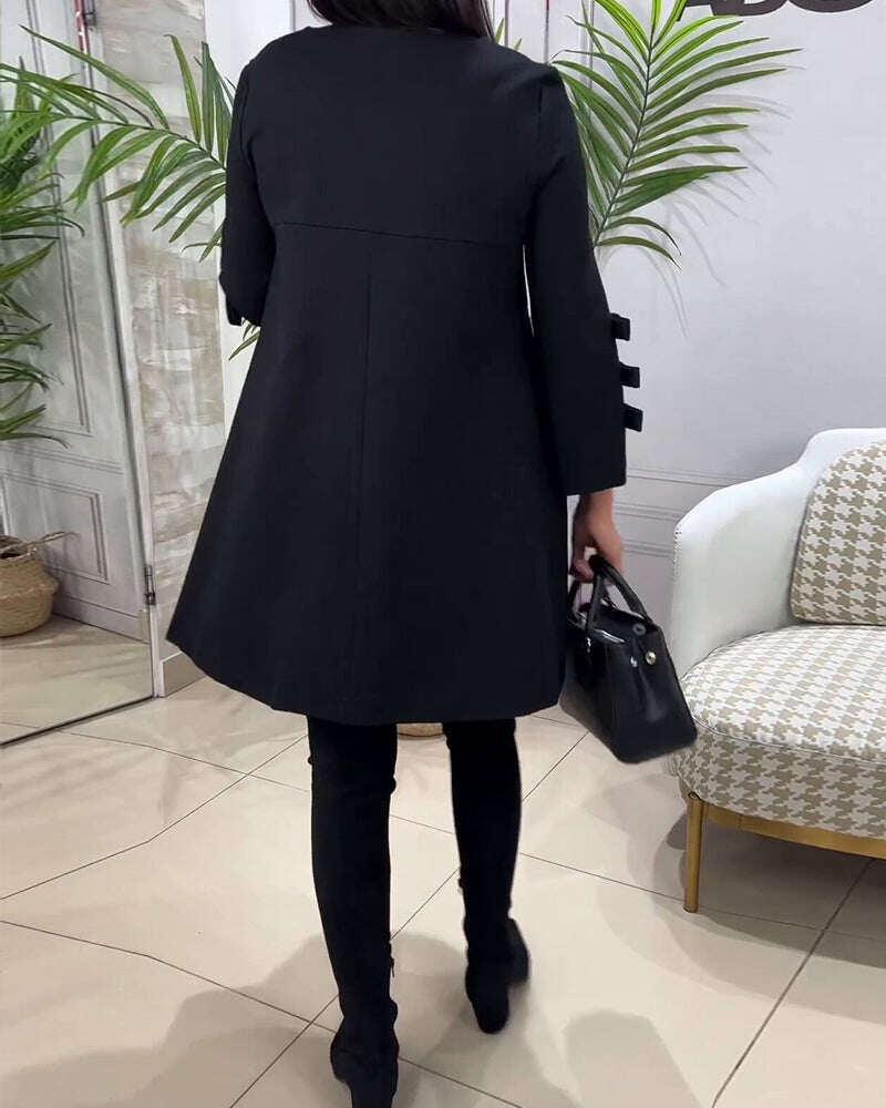 Vestido casual na altura do joelho com mangas compridas