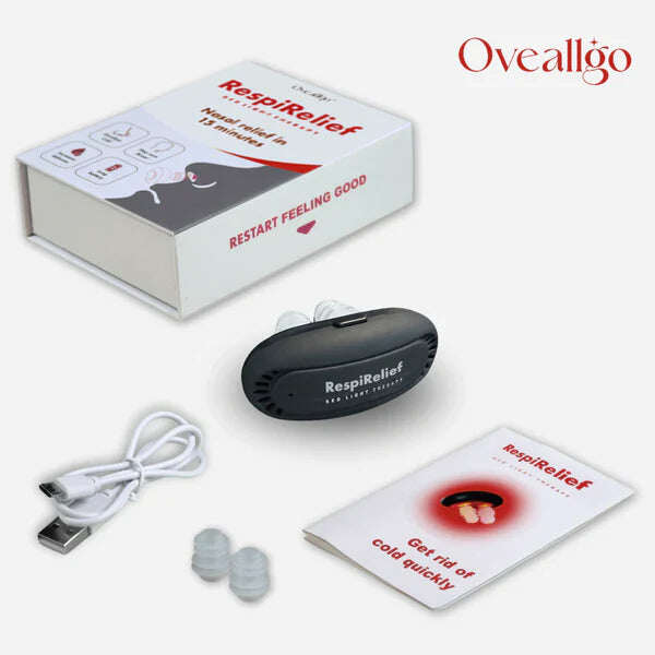 Dispositivo de terapia nasal Oveallgo™ INSTANT RespiRelief com luz vermelha