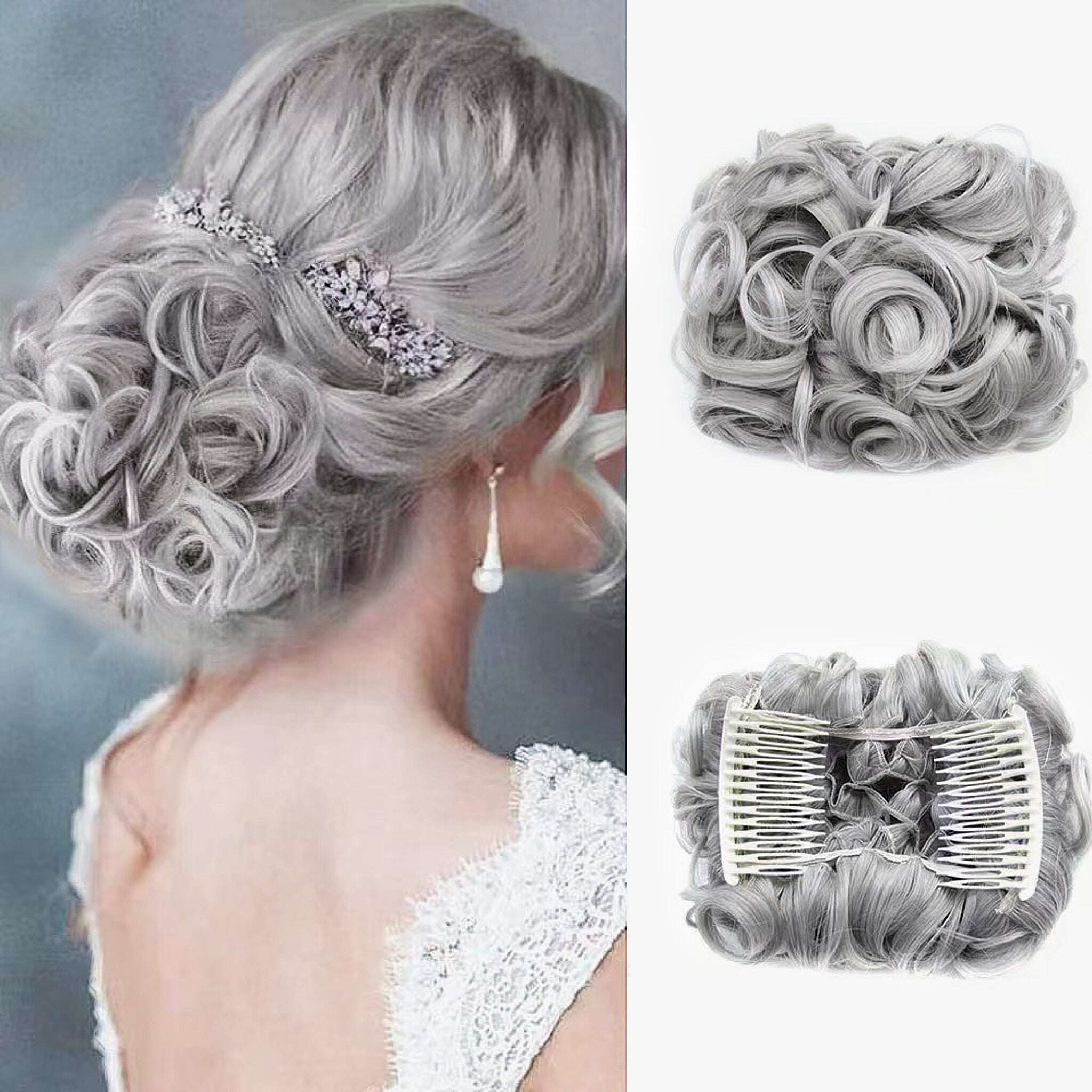 Extensão de coque de cabelo curto e encaracolado