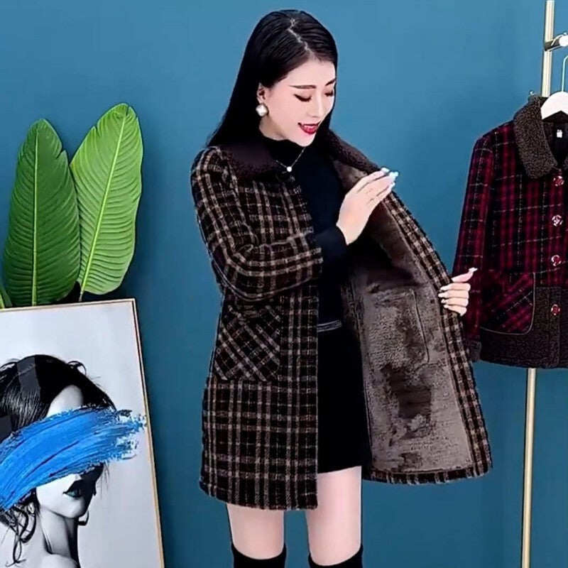 💖[Presente para mulheres] Jaqueta feminina de pelúcia de comprimento médio