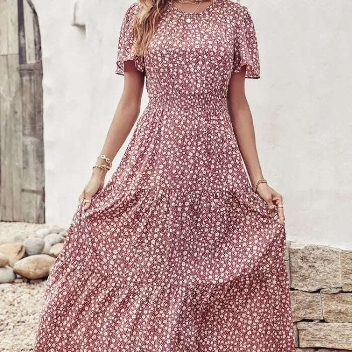 Мода дълга рокля с цветен печат дамска лятна бохо рокля