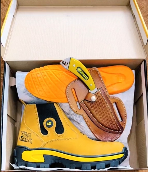 Botas masculinas de couro Caterpillar® Piso durável Macio e fácil de usar Perfeito para trabalhos agrícolas