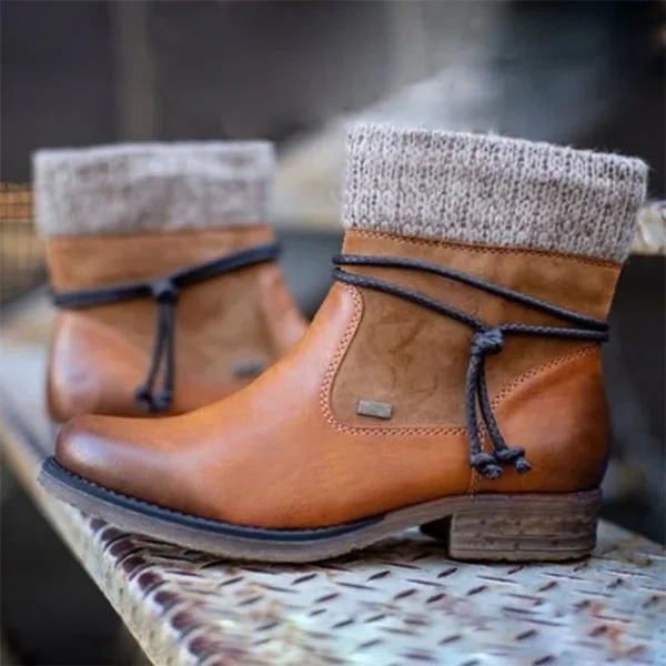 🔥Último dia de promoção 50% OFF - Botas femininas casuais vintage de couro com zíper