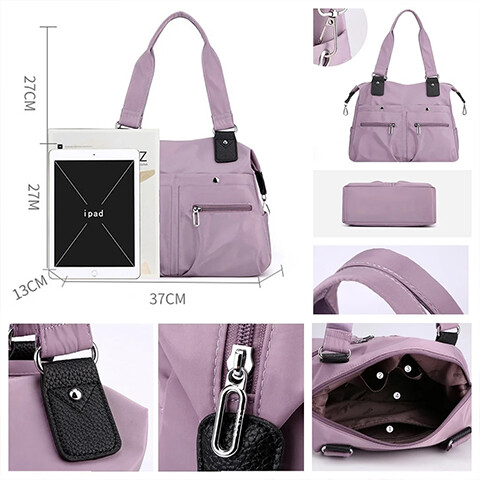 ✨Bolsa de ombro de nylon com vários bolsos à prova d'água de grande capacidade