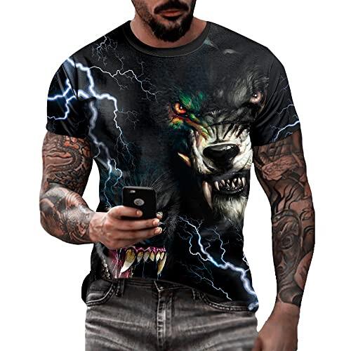 Camiseta masculina de caveira com estampa 3D criativa 3D camiseta de manga curta casual gola redonda novidade moda urbana camiseta