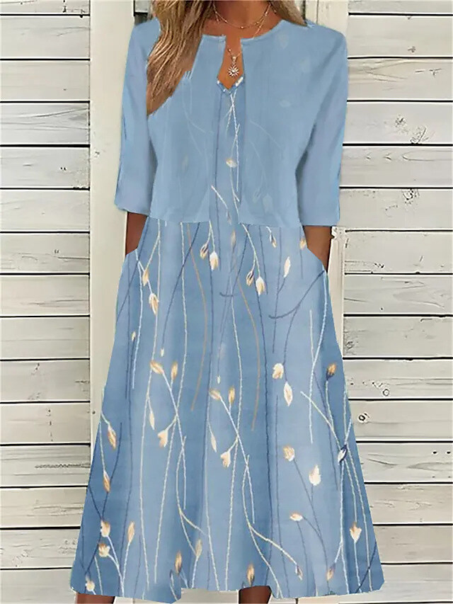 Vestido elegante feminino com estampa--100% de garantia de satisfação