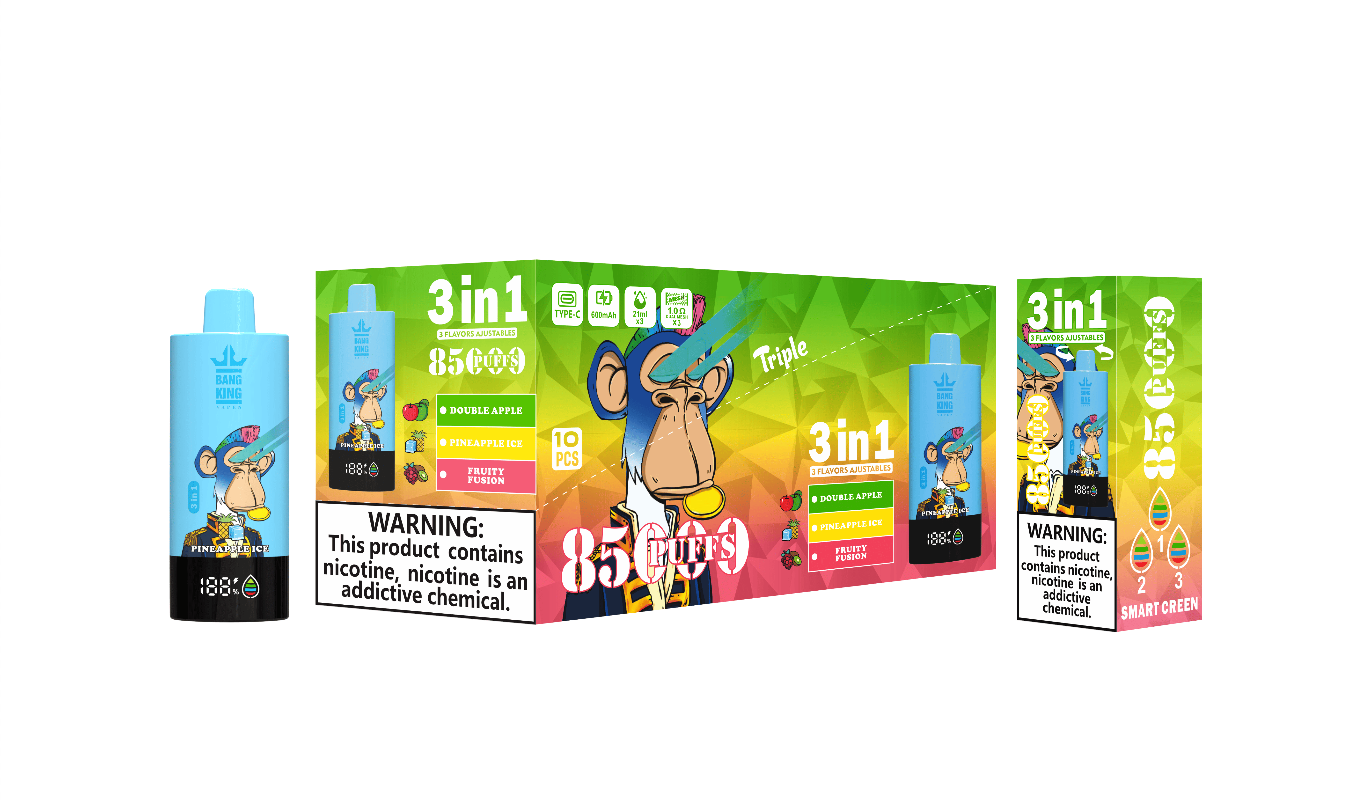 Bang King Triple 85000 puffs 3-in-1 Disposable Vape